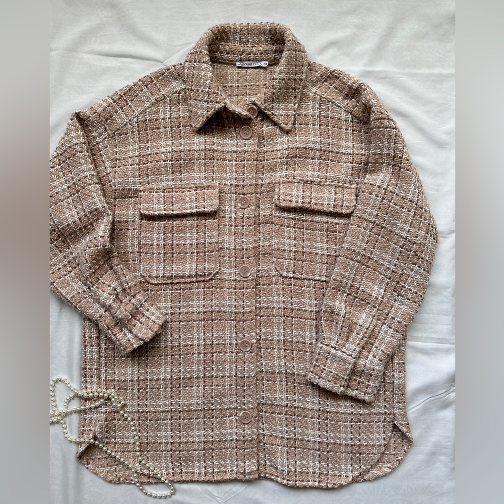 Beige Pink Tweed Jacket